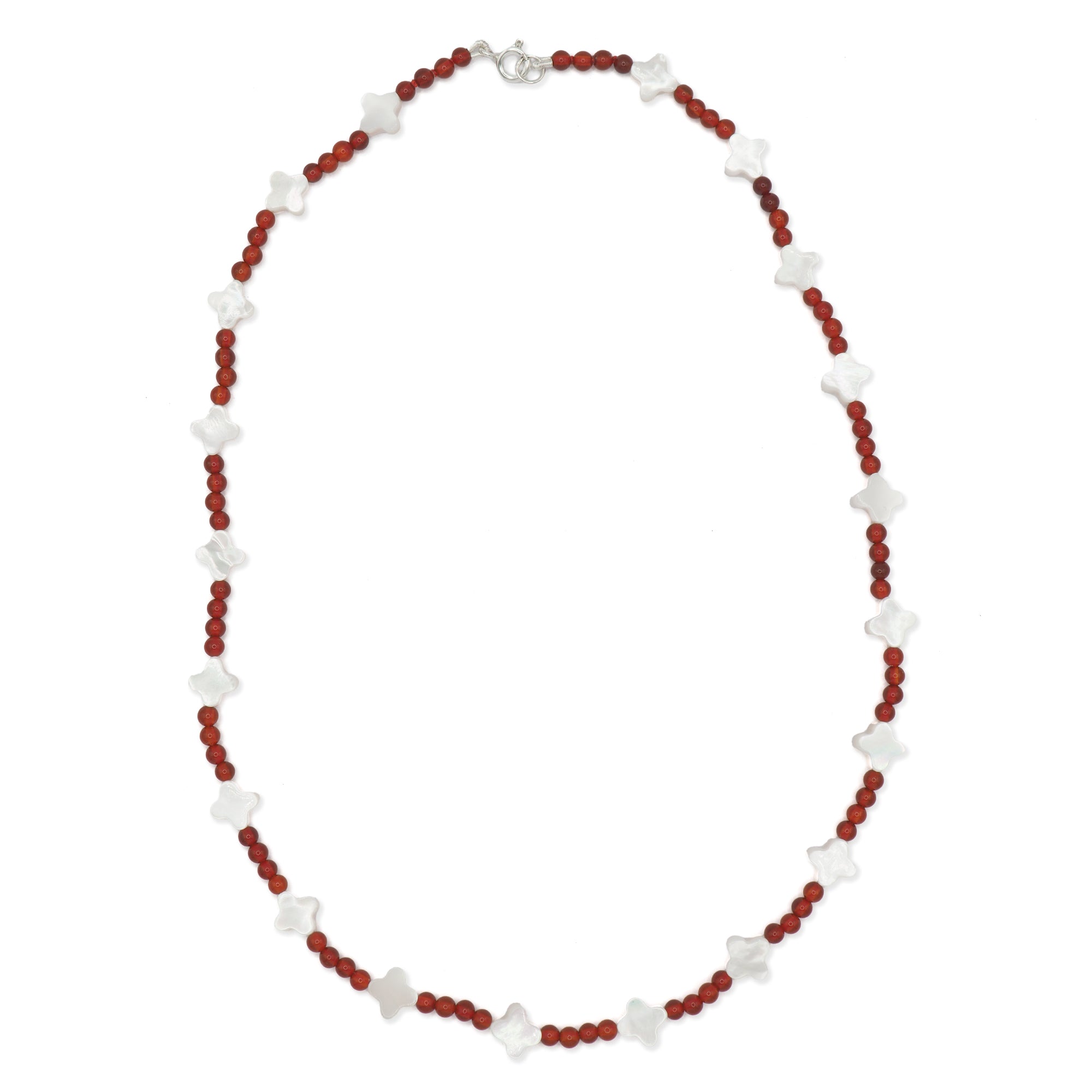 Carnelian & shell quatrefoil necklace