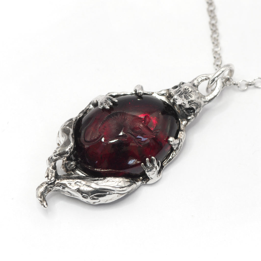 Garnet Rat Belly intaglio necklace