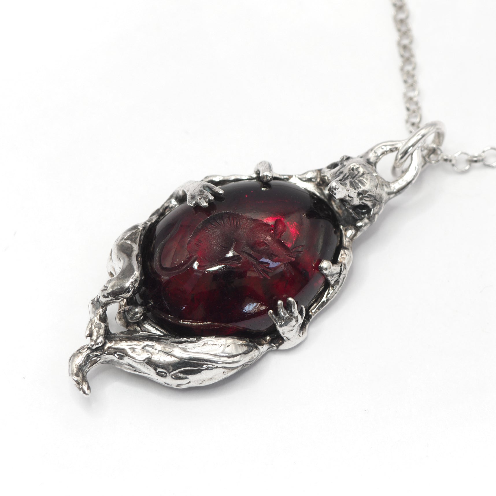 Garnet Rat Belly intaglio necklace