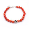 Red Burmese Jade and silver skull bracelet
