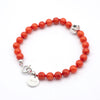 Red Burmese Jade and silver skull bracelet