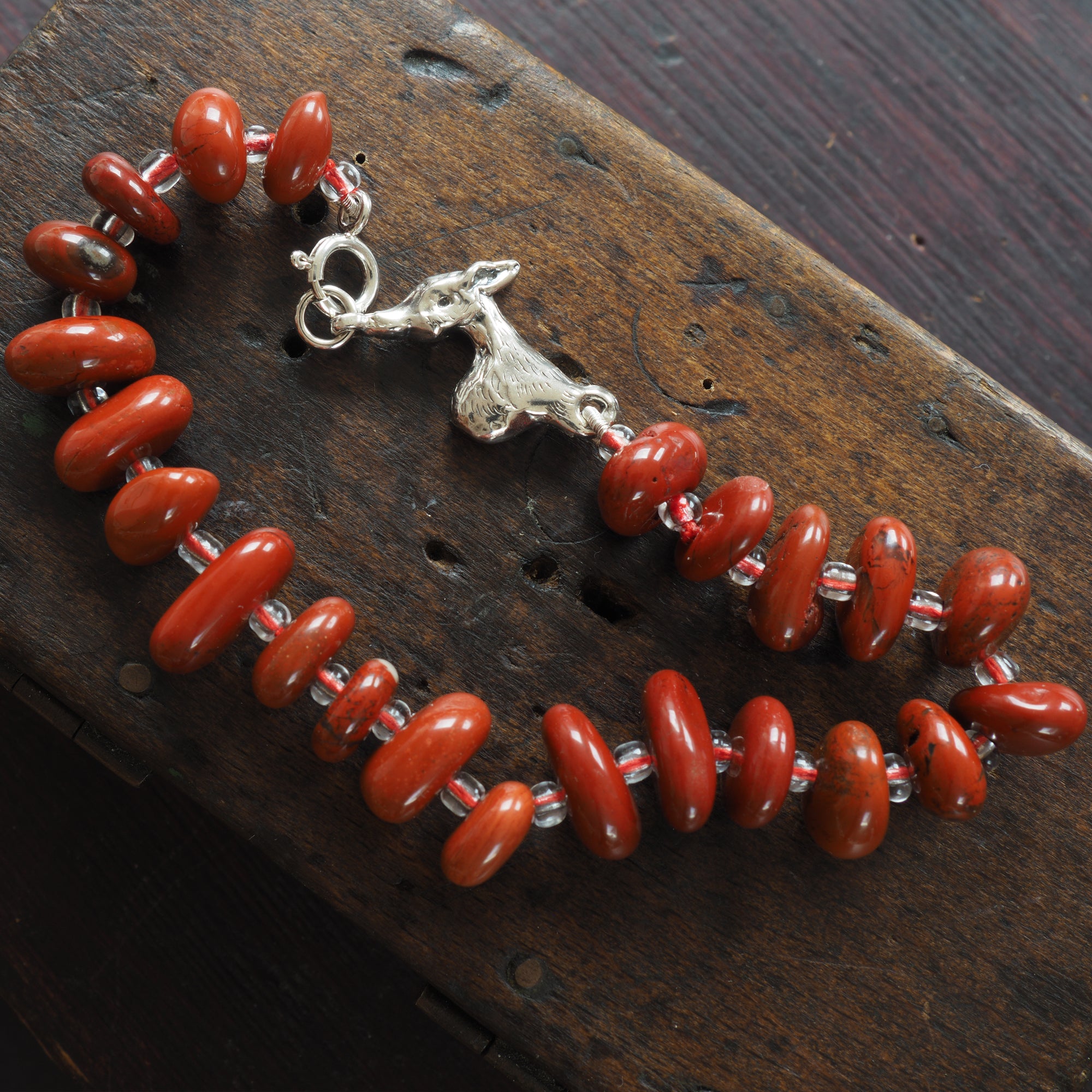Red jasper + dog-link bracelet