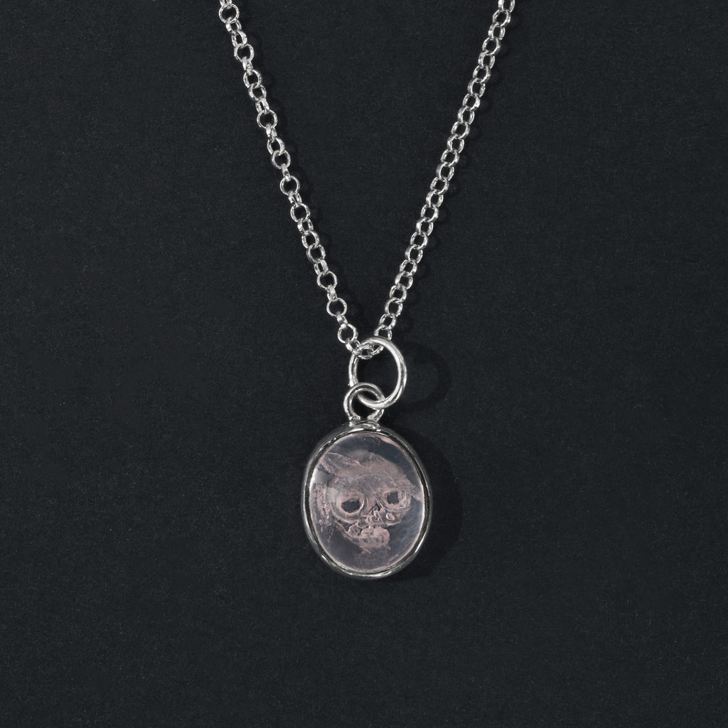 Rose Quartz Skull intaglio necklace