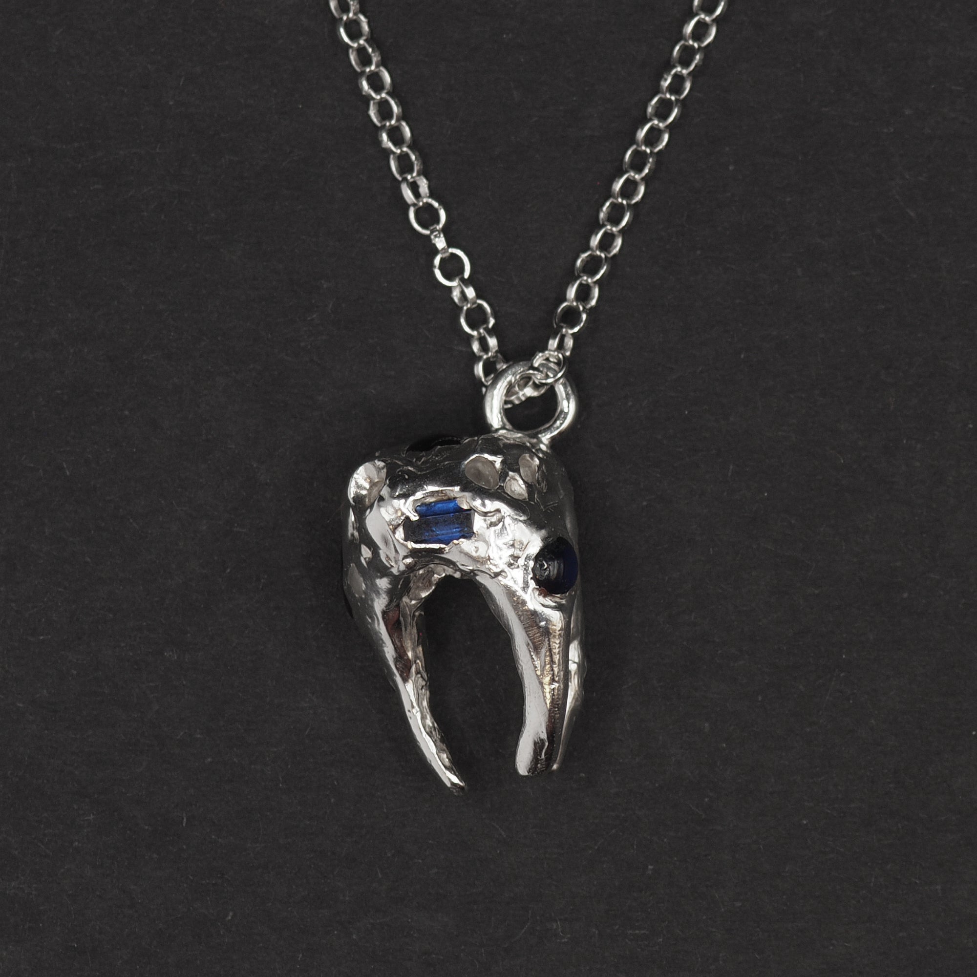 Sapphire studded Sweet Tooth Silver Necklace