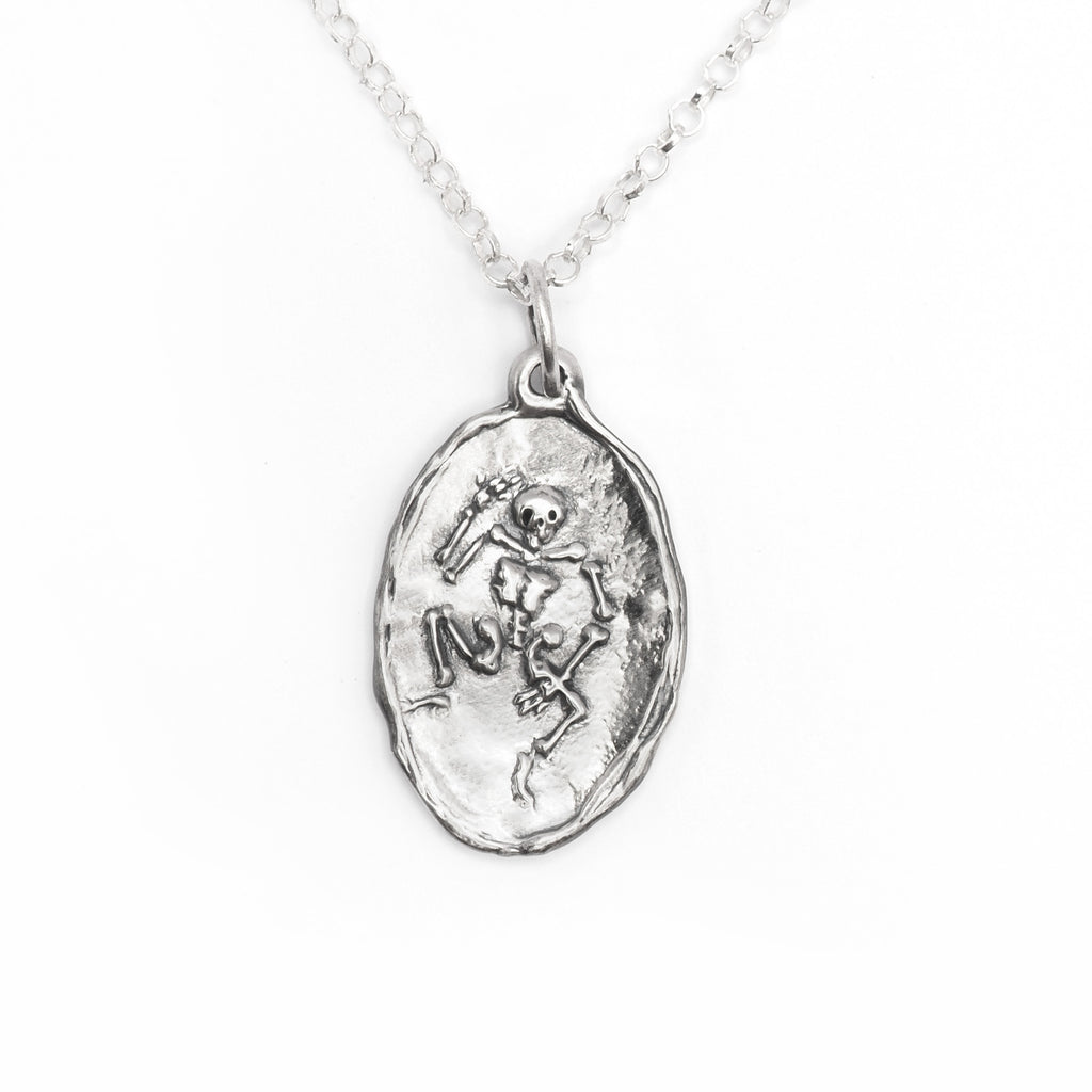 Dancing Skeleton intaglio impression necklace