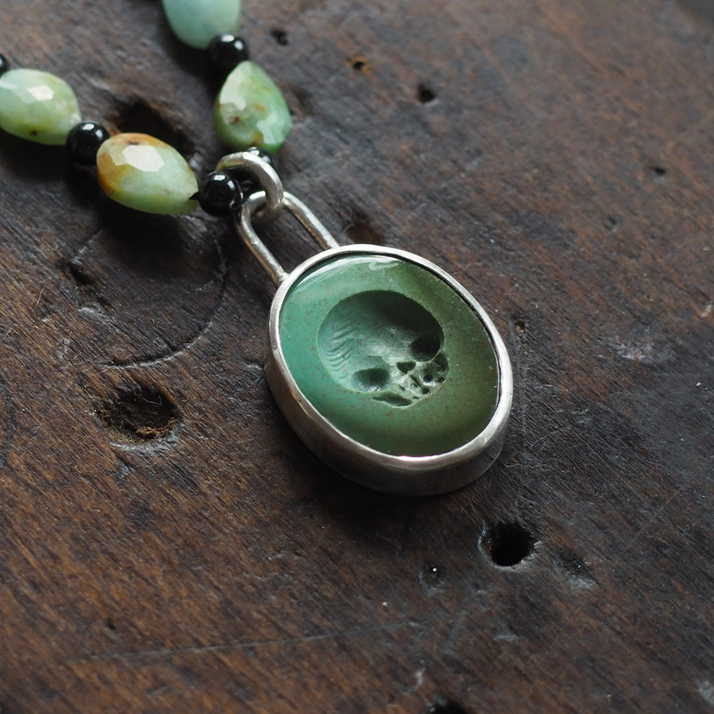 Skull turquoise intaglio necklace