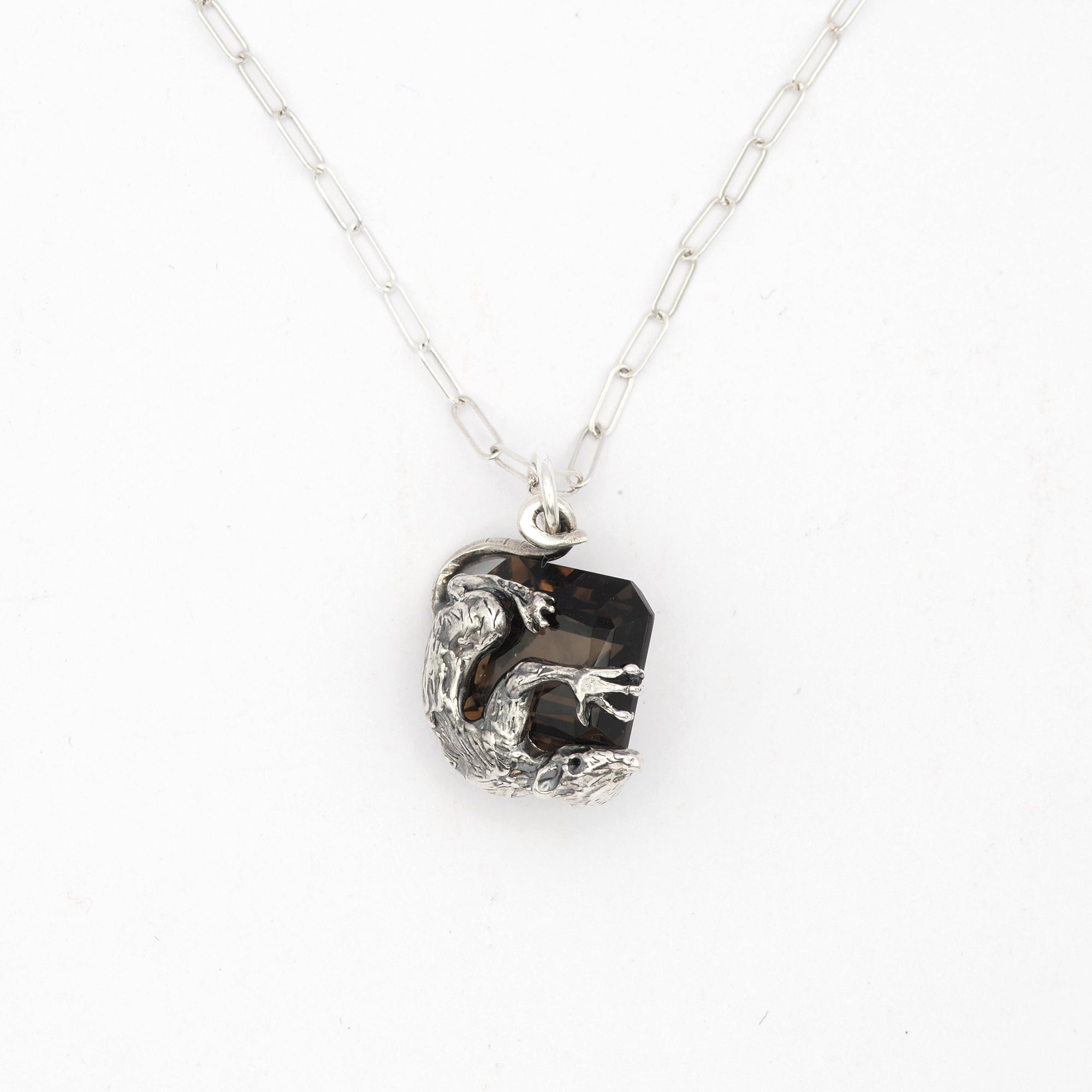 Drop catch smokey quartz necklace
