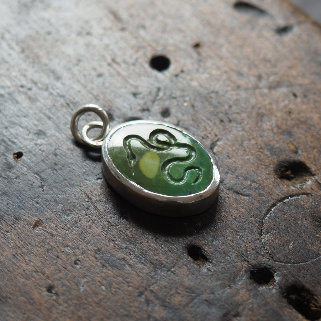 Snake turquoise intaglio charm