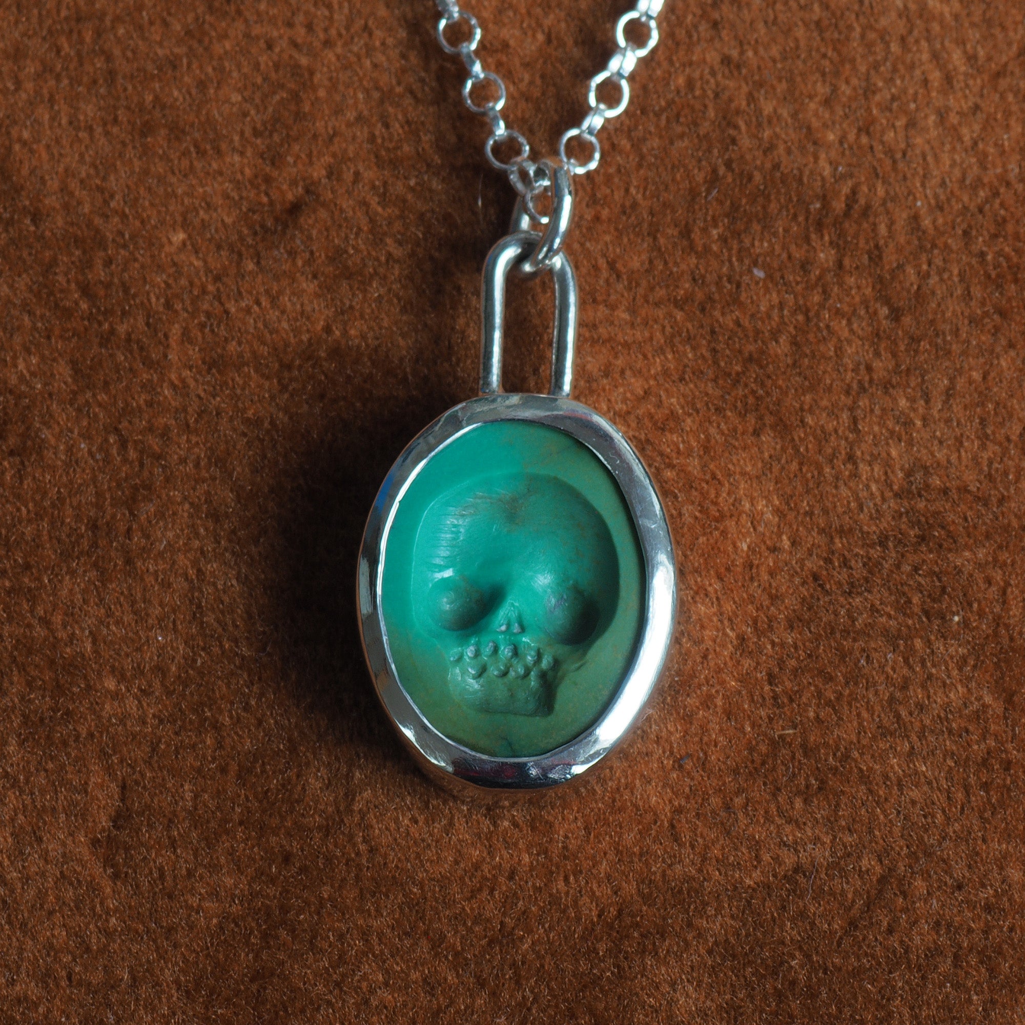 Turquoise Skull intaglio necklace