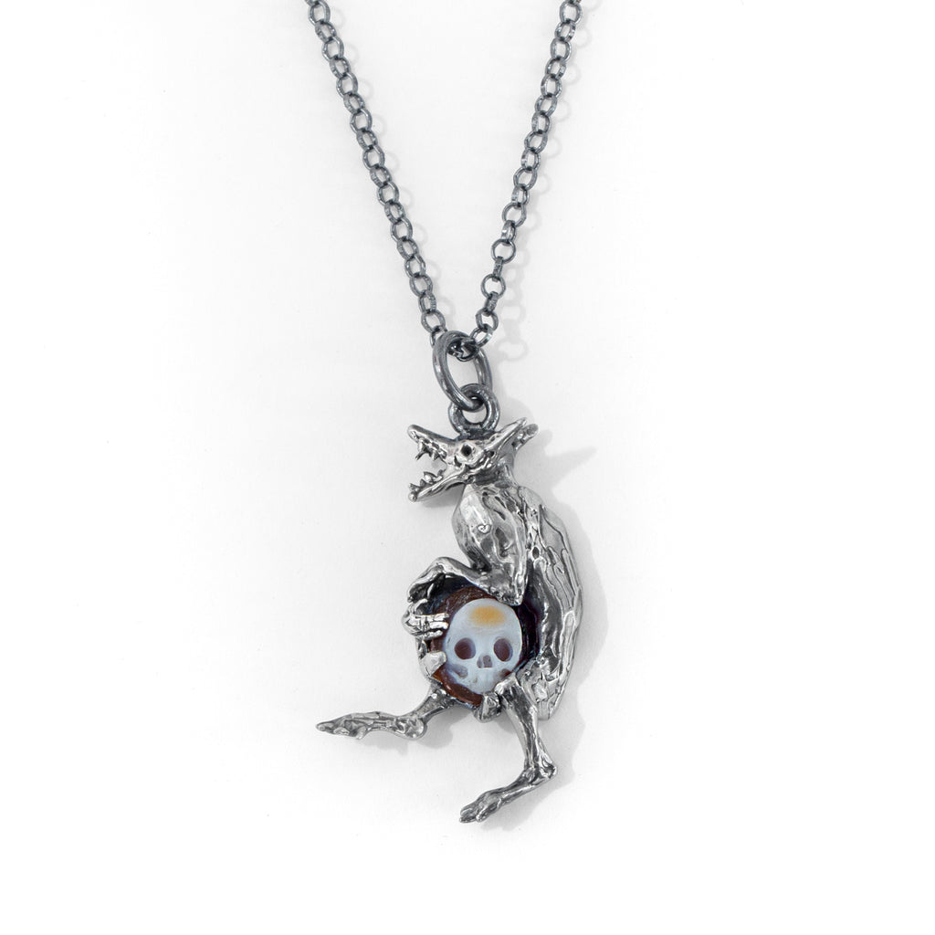 Wolf bandit cameo necklace