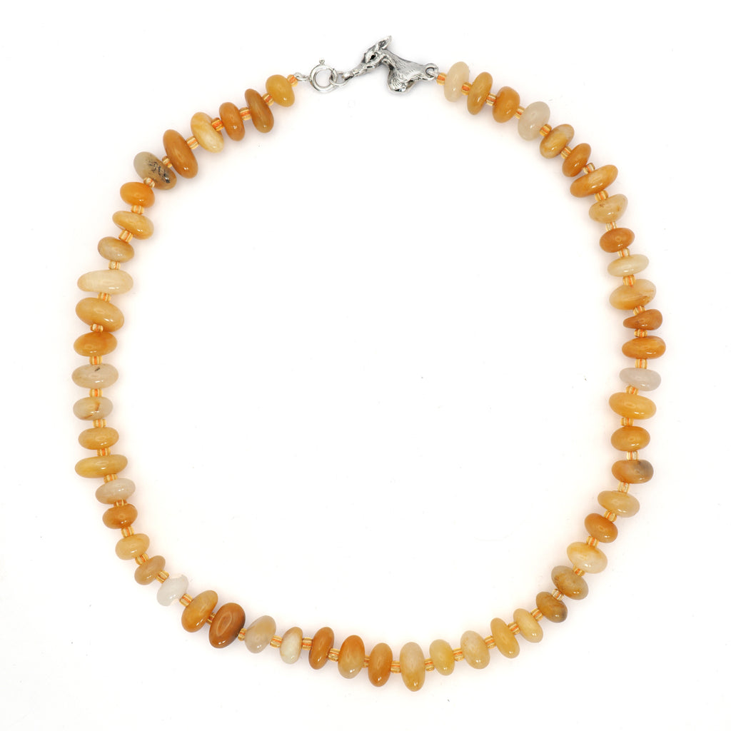 Yellow Quartz  silver dog link necklace