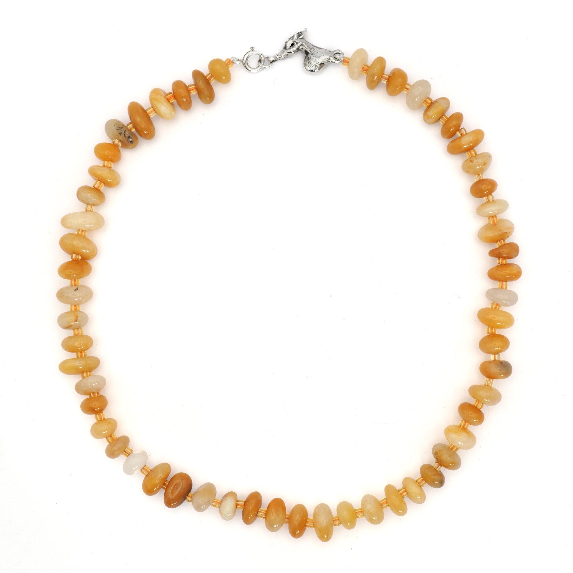 Yellow Quartz  silver dog link necklace