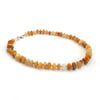 Yellow Quartz  silver dog link necklace