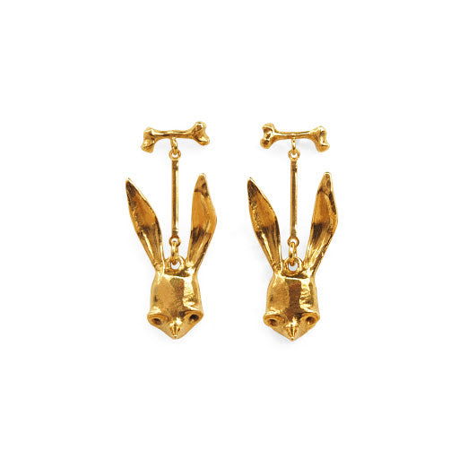 Bone + Sally Mask Drop Gold Vermeil Earrings