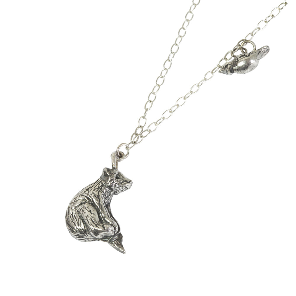 Bear & Cardinal Silver Necklace