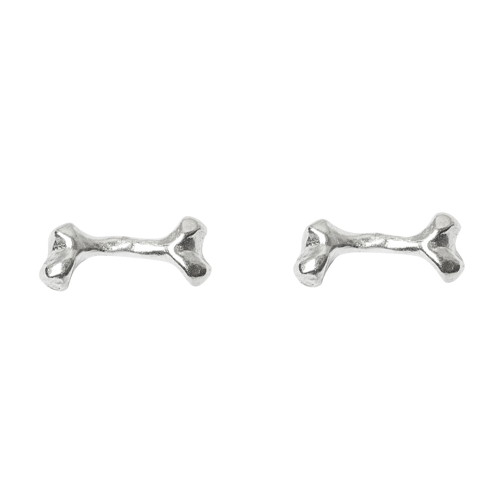 Bone Stud Silver Earrings