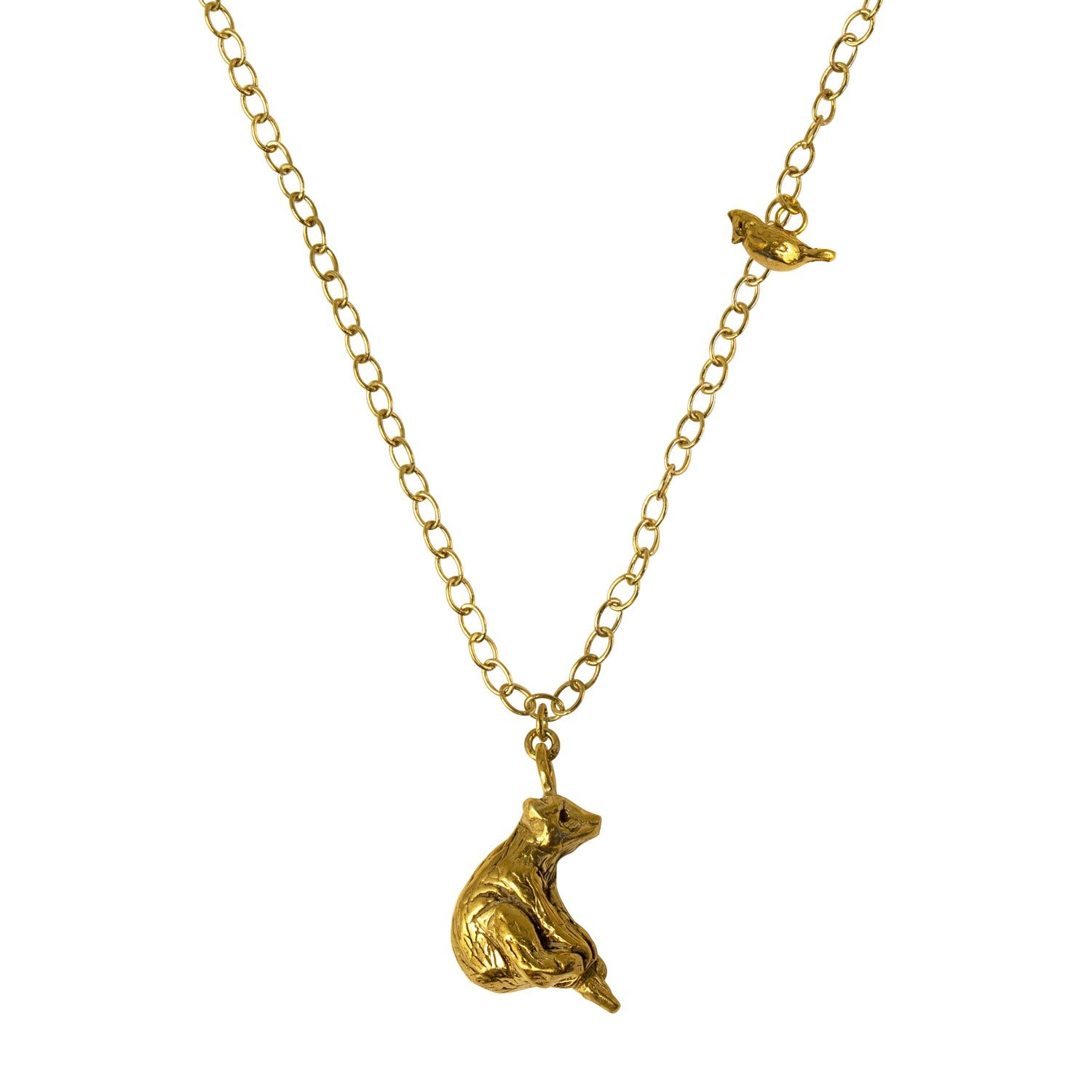 Bear & Cardinal Gold Vermeil Necklace