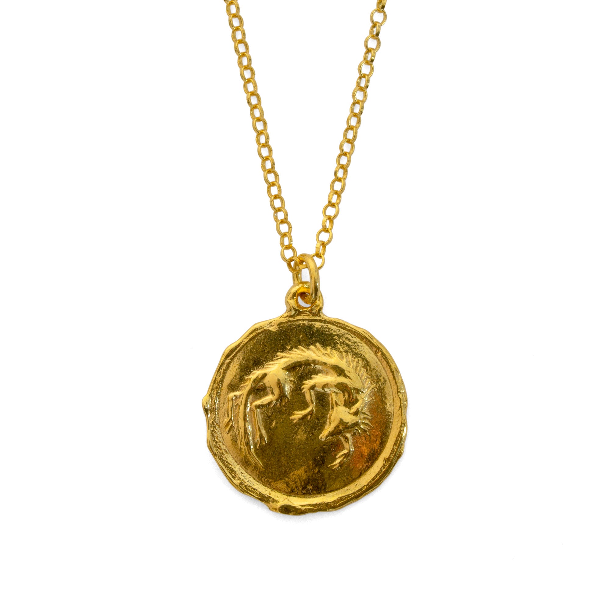 Gold Vermeil She-Wolf Roman Coin Necklace