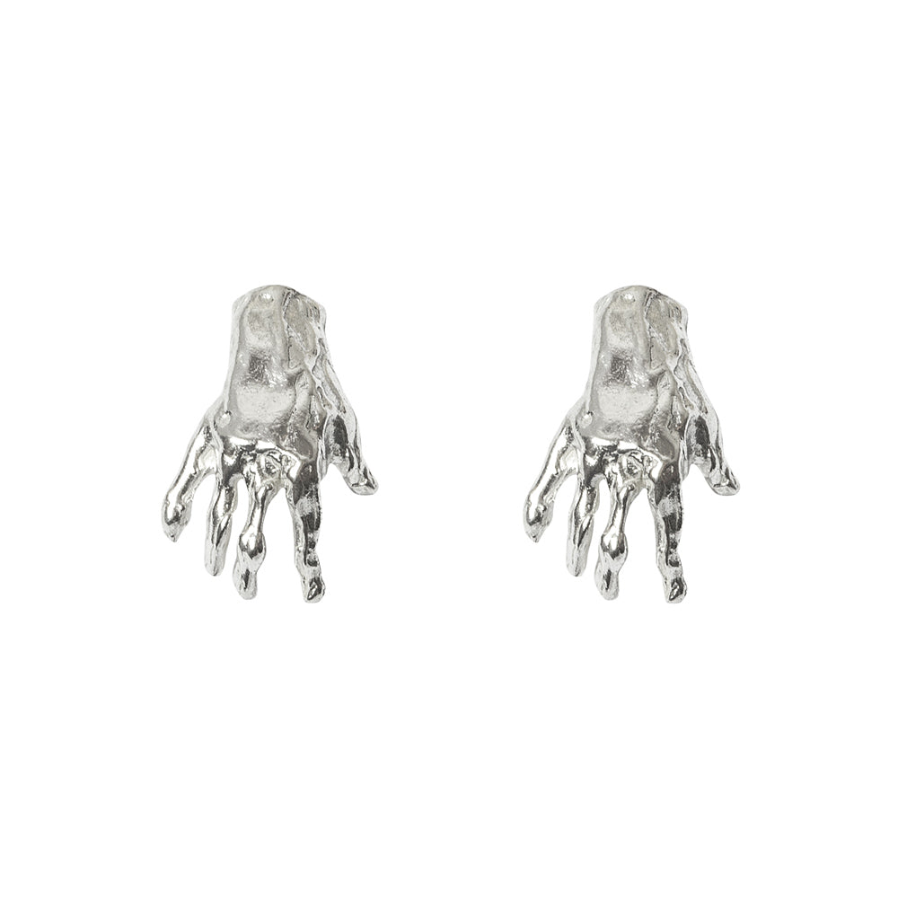 Hand Stud Silver Earrings
