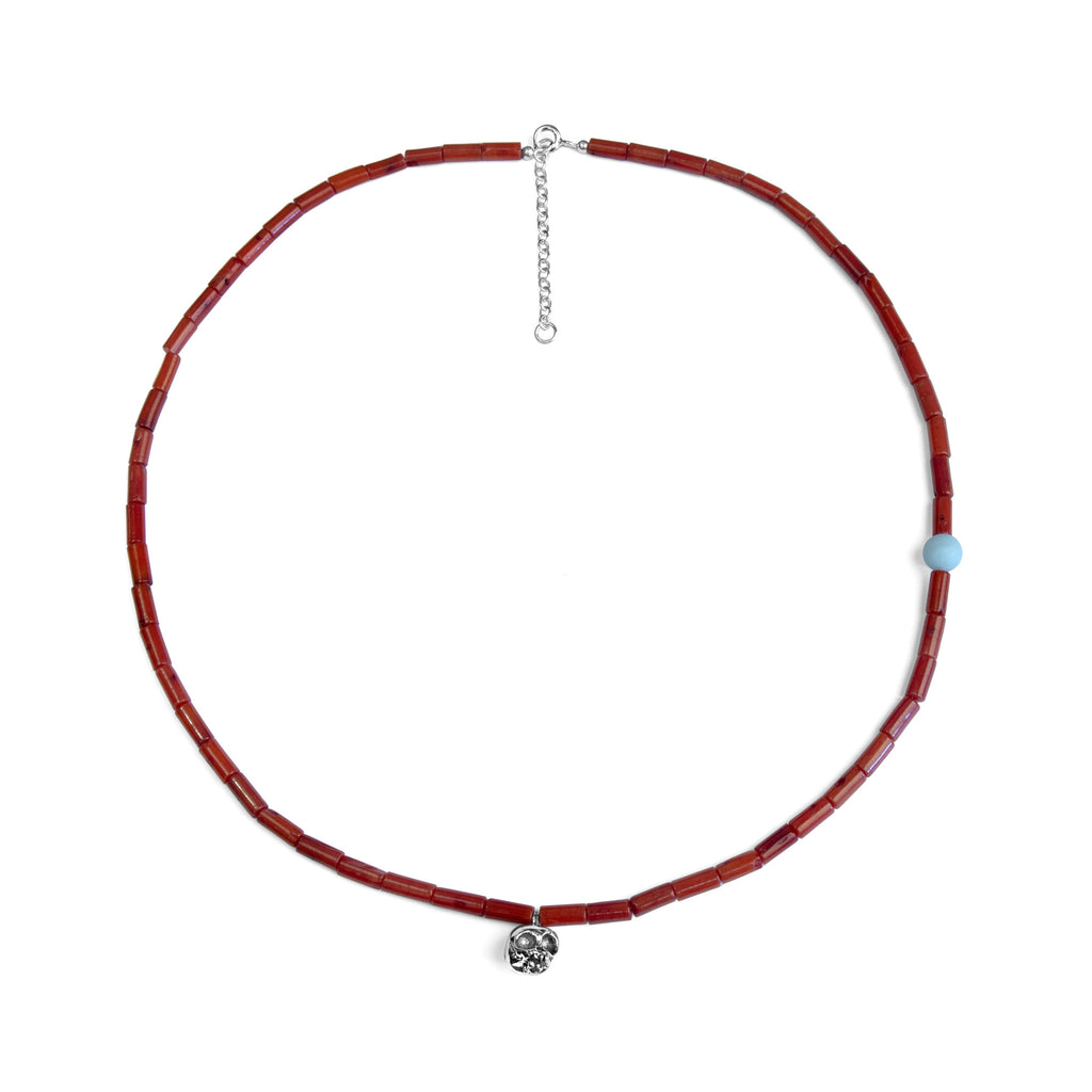 Red beaded Skull necklace
