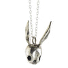Skull Rabbit Silver Necklace pendant closeup 