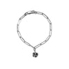 Silver Skull Paperclip Chain Bracelet